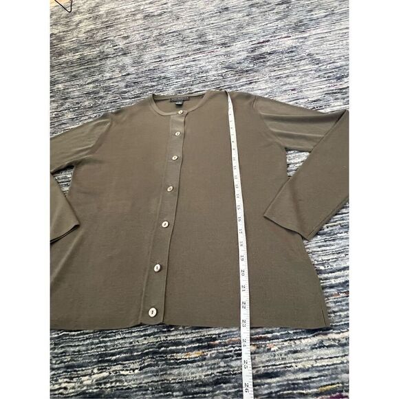 Alex Garfield grey button front cardigan silk sz S - Picture 6 of 7